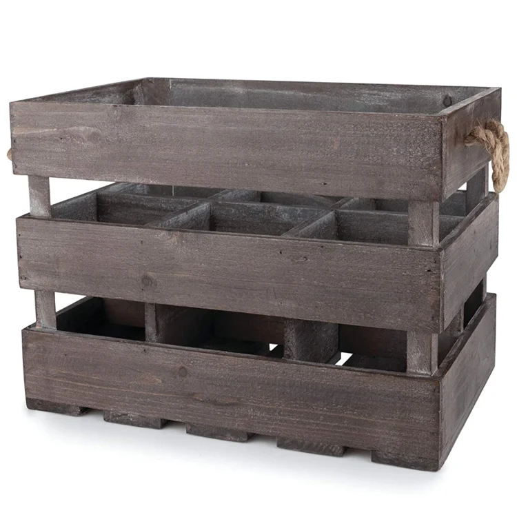 Best selling set of 3  rustic distressed practical decorative handmade wooden wine crate