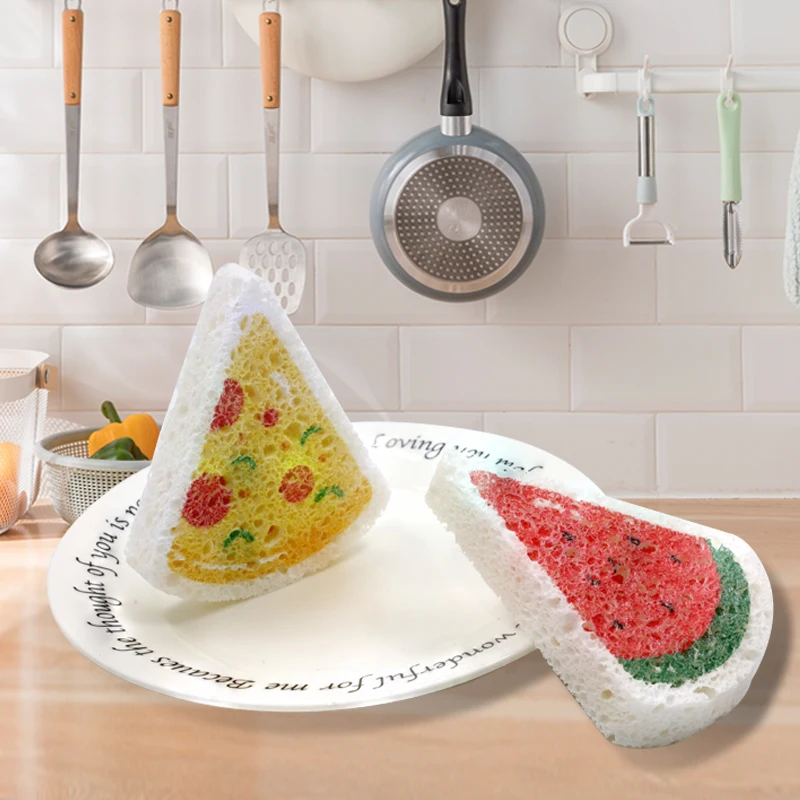 Cute Cartoon Kitchen Cleaning Cellulose Sponge Clean Printed Wood Pulp Sponge Home Use Biodegradable Sponge