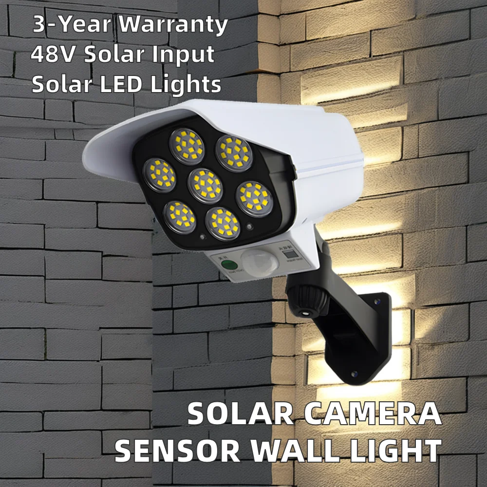 Factory Price LED Solar Wall Light with Human Body Induction Simulation Camera Sensor for Garden Lighting Charges Inductively