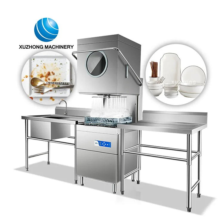 Stainless Steel Commercial Portable Dishwasher For Restaurant Dishwasher Industrial Hood Type Dishwasher Machine