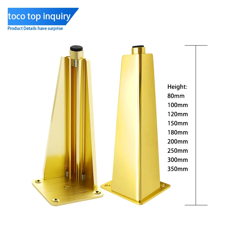 Toco Metal Aluminum Dining Coffee Table Legs For Luxury Furniture Silver Stainless Steel Furniture Legs Frame Raiser Protector