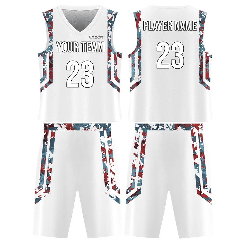 Breathable 100% polyester basketball jersey set usa basketball clothing custom team logo basket ball uniform set