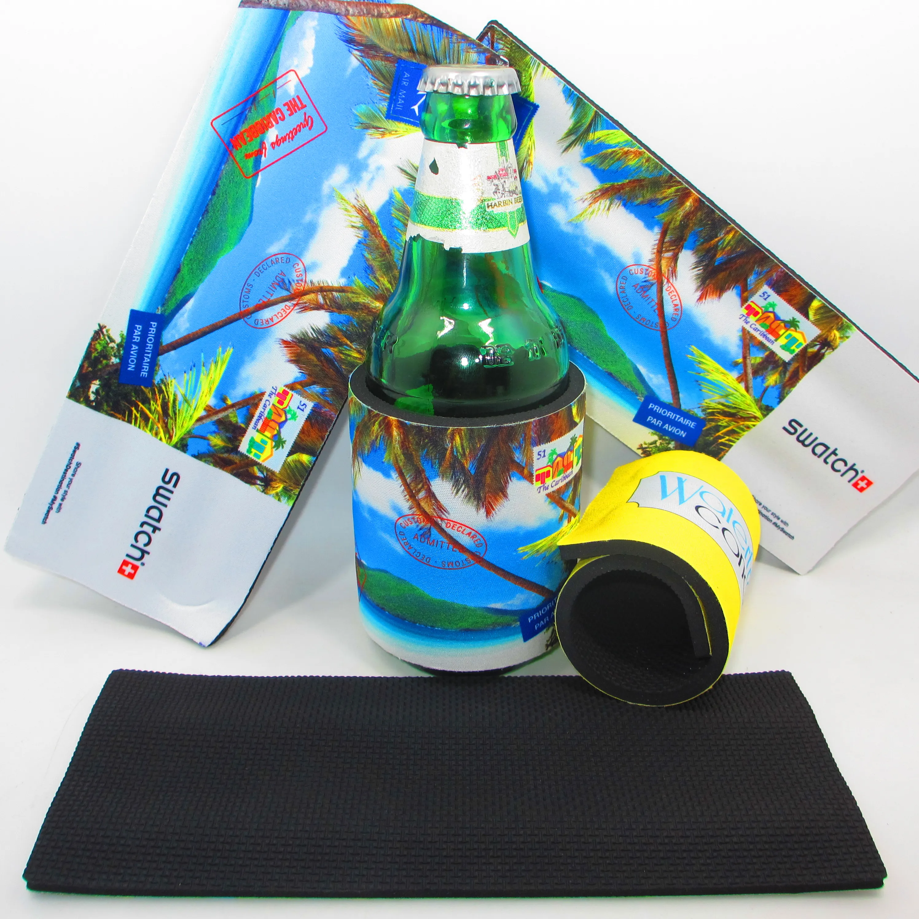 Neoprene Blank White Slap Can Cooler Wrap Snap on Beer Bottle