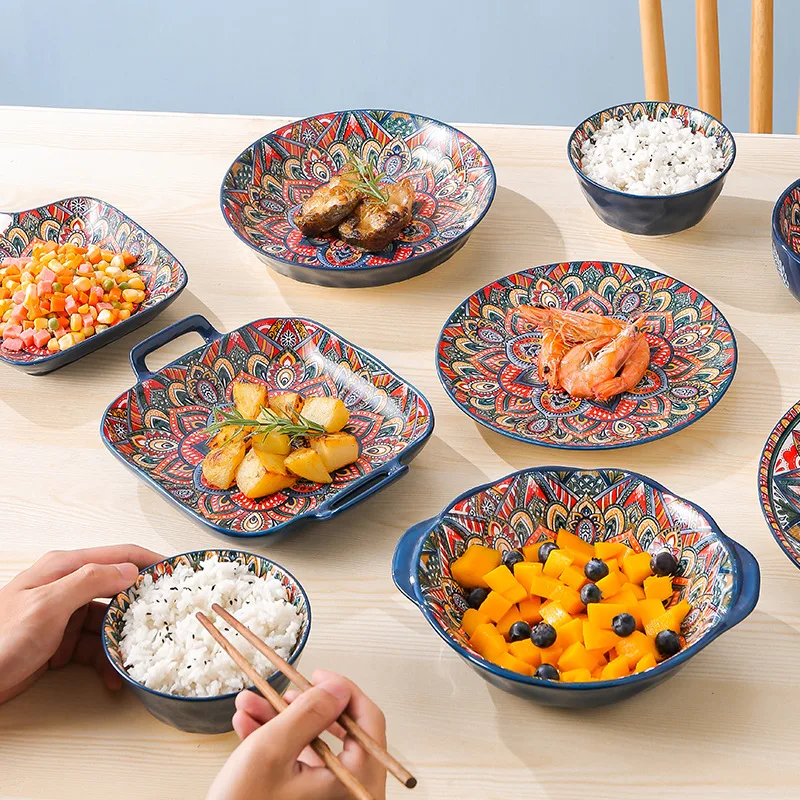 Bohemian dishes and tableware set household baking tray, assorted dishes dinnerware set