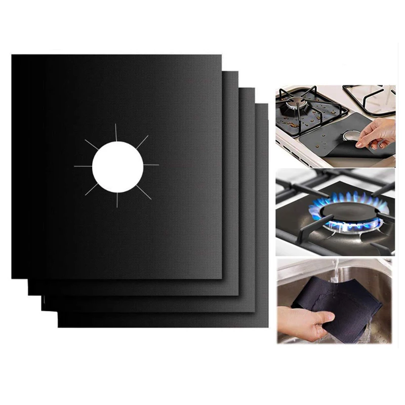 Fast Clean Liners Stovetop Range Burner Covers for Kitchen Cooking,Reusable 0.2mm Double Thickness PTFE Gas Stove Protectors