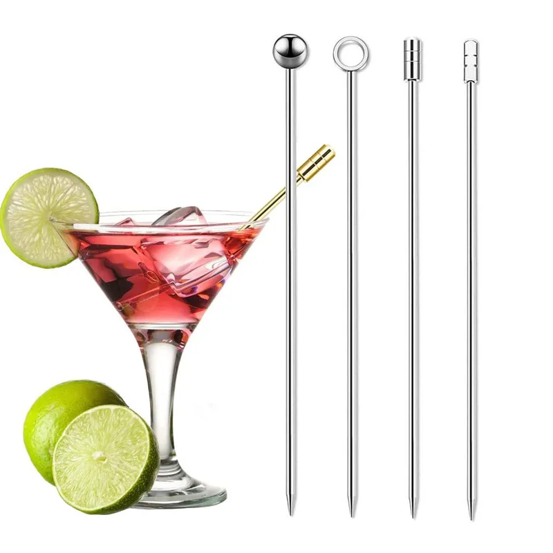 stainless steel reusable fruit metal cocktail pick