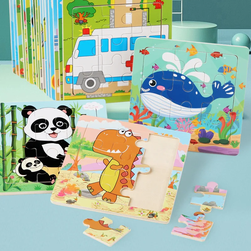 New Style 9 Pieces Educational Toys Kids Wooden Jigsaw Puzzle Education Early Learning Kids Teaching Toys