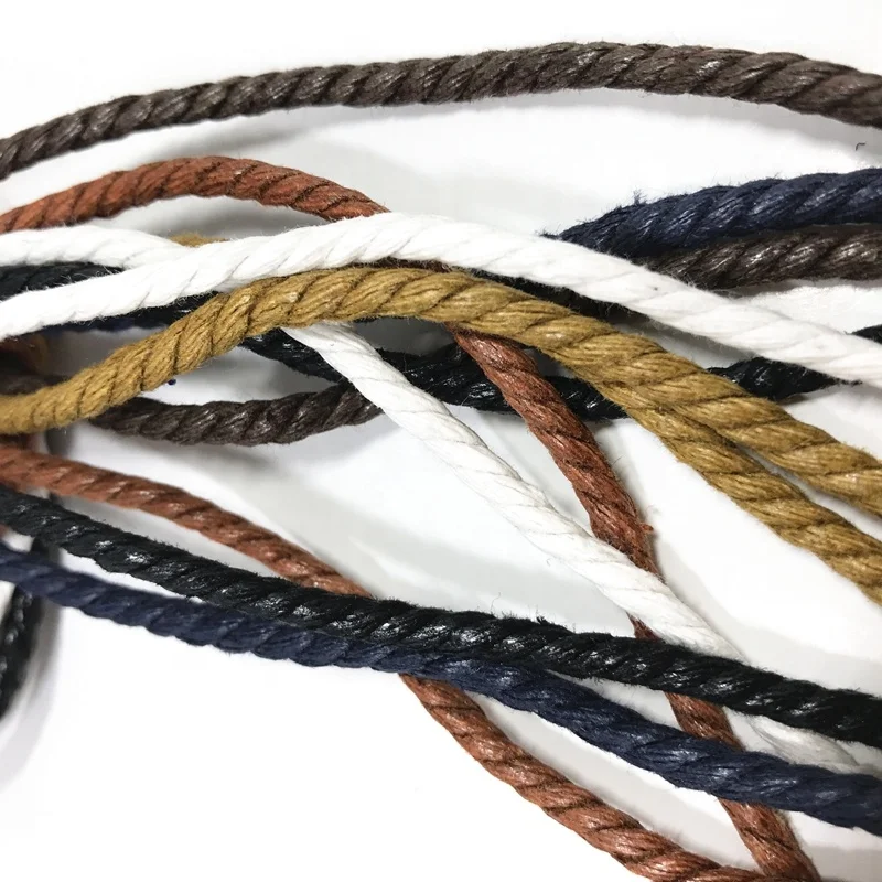 High quality round thick waxed cotton twist walking waxed shoelaces