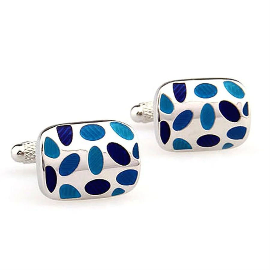 Factory wholesale custom fashion business French shirt men cufflink stainless steel seven color imitation enamel cufflinks