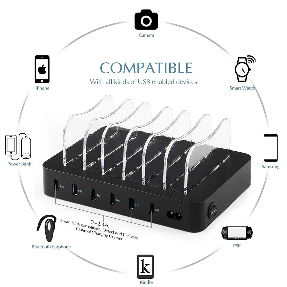 Iphone Charging Station for Multiple Devices 4 USB Ports