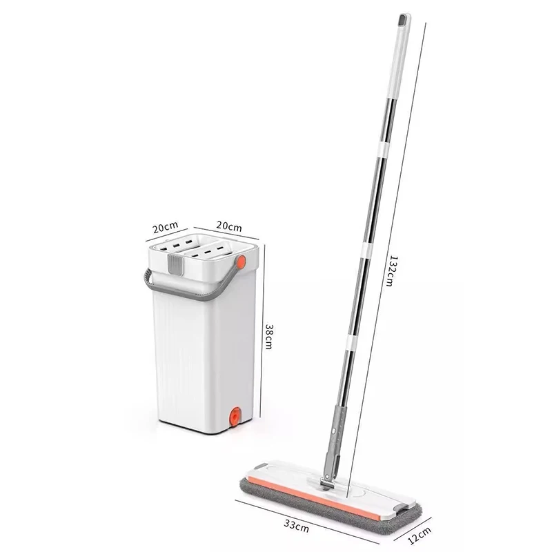 Flat Floor Mop and Bucket Hand Free Mop with Bucket and Squeeze Multifunction Household Cleaning Tools for All Floor Type