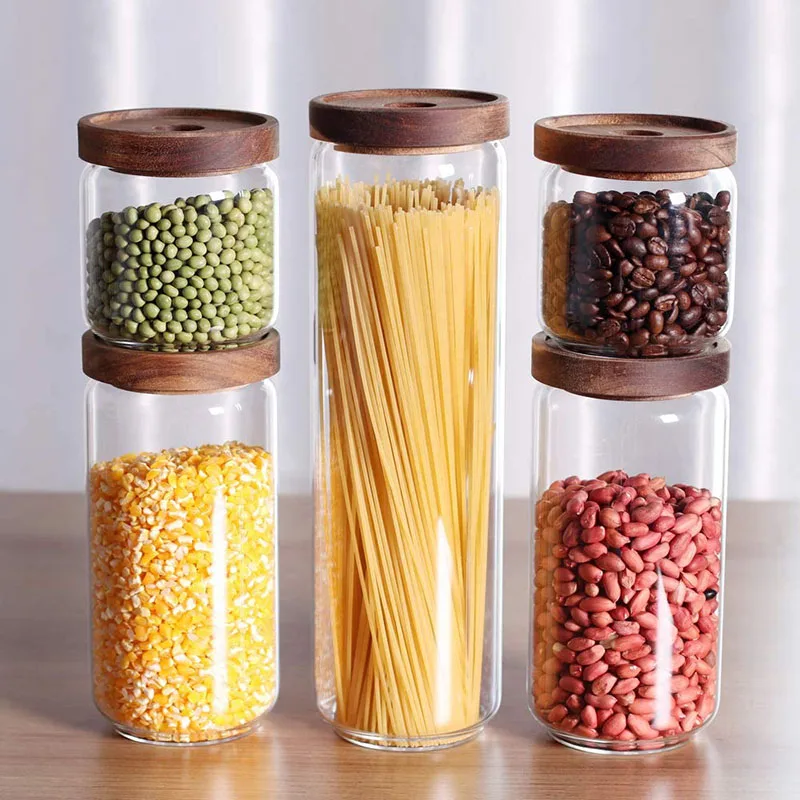 39Years Factory Kitchen Canisters Thick Stackable Cookie Rice And Glass Spice Jars Airtight Food Glass Jar
