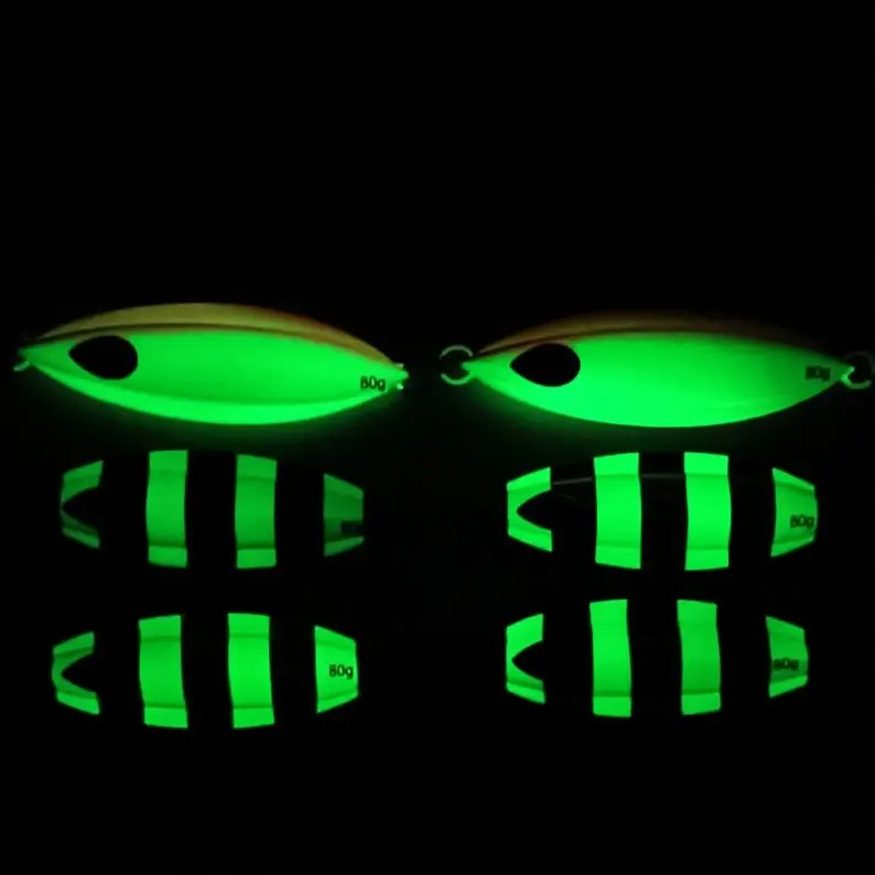 Оптовая продажа 6 размеров 40-200 г 80-140 мм светящаяся медленно Тонущая железная пластина свинцовая рыба подвесной двойной крючок приманка для джиггинга