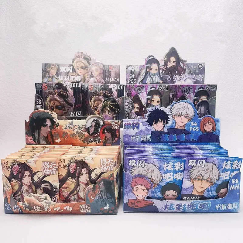 24PCS Mystery Blind Box Set Toys 58MM Anime Blue Lock Haikyuu Miku Tian Guan Ci Fu Mo Dao Zu Shi Metal Brooch Pin Badge Blindbox