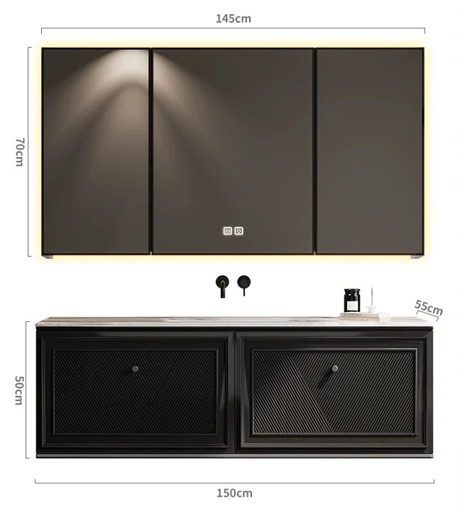 Wholesale Antique Designer 12 Inch Deep Vanity black Bathroom Cabinets
