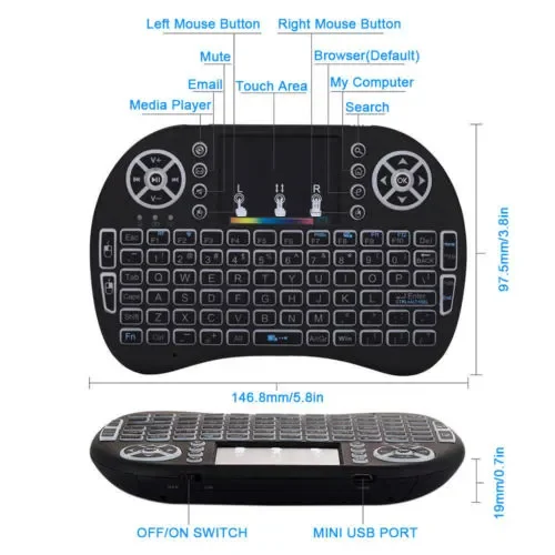 Factory wholesale I8 Wireless Mini Keyboard 7 color Backlit keyboard 2.4G Touchpad Handheld Keyboard For PC Android TV Box