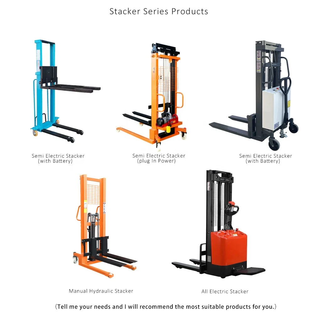 High Quality 1ton 1.6m Electric Pallet Stacker Forklift 220v Battery Semi Electric Pallet Stacker