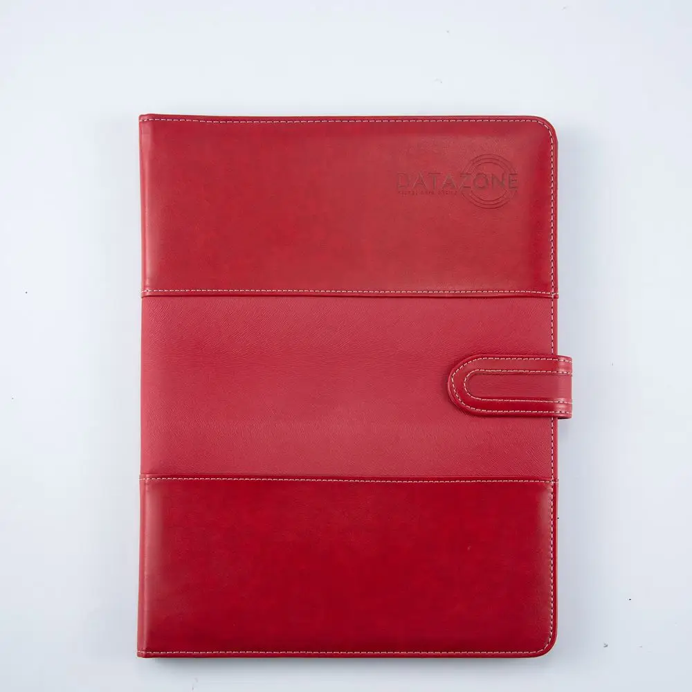 Multifunction Red PU leather A4 Size Padfolio With Calculator Portfolio File Folder Can Be Custom