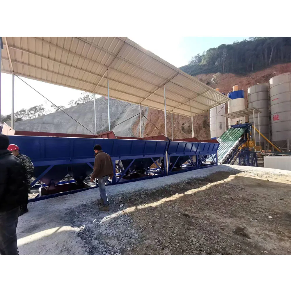 HZS120 Cement Concrete Batching And Mixing Plant Batching Machine With 4 Aggregate Bins