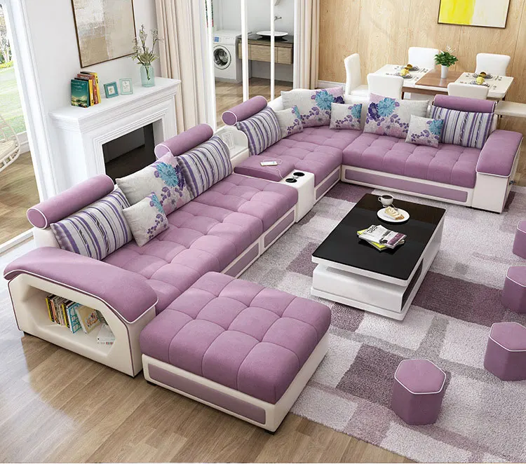 Home Household Modern Sectional Fabric Sofa Set Living Room Furniture Solid Wood Frame high Quality High Density Foam