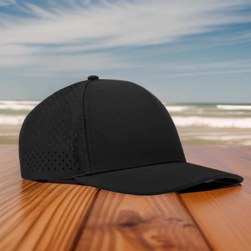 Waterproof Polyester Snapback Baseball Cap with Curved Brim Applique Pattern for Fishing and Autumn Common Fabric Feature