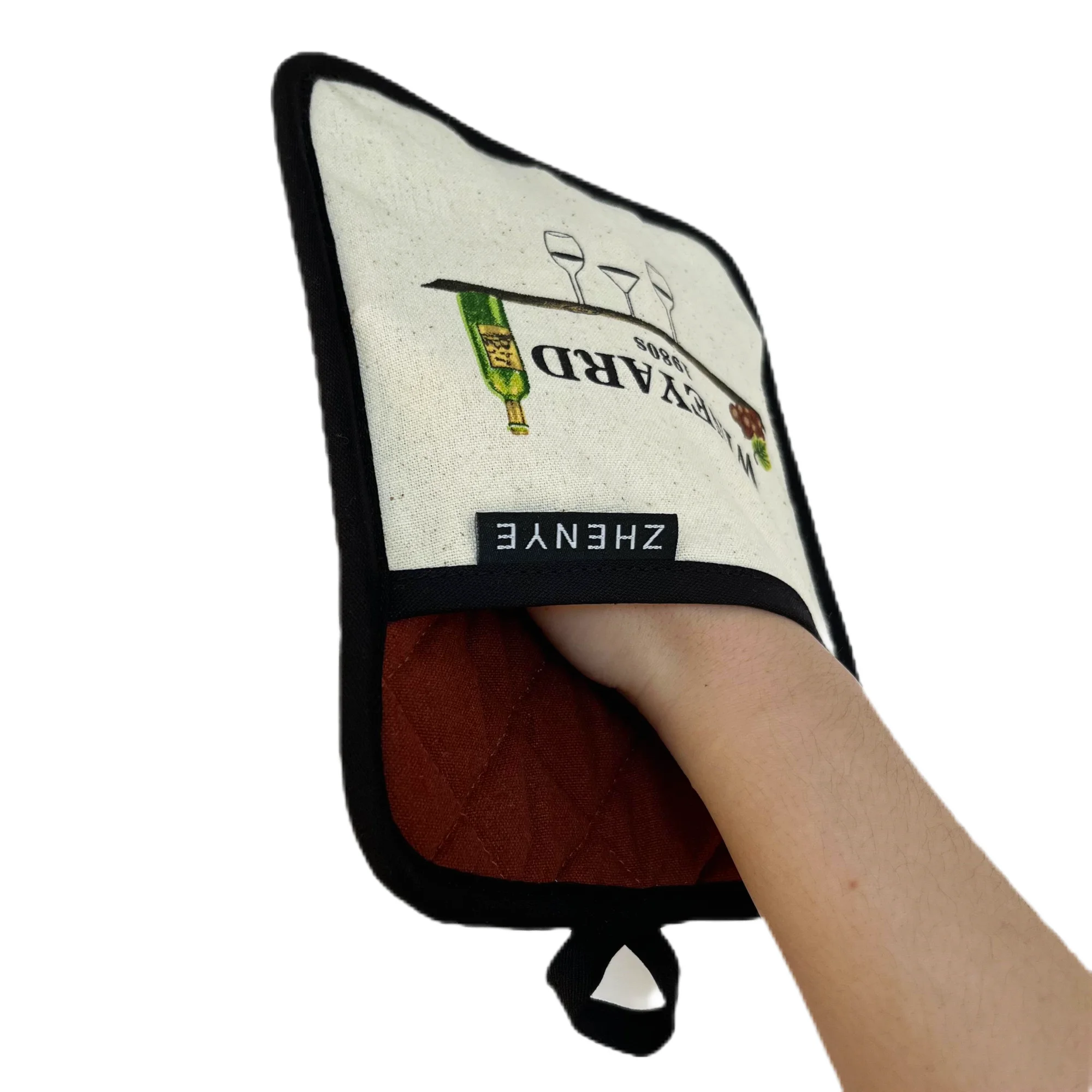Custom Pot Holder Printed OEM LOGO Neoprene Cotton Pot Holders for Kitchen Heat Resistant Restaurant Pot Holders for Kitchen