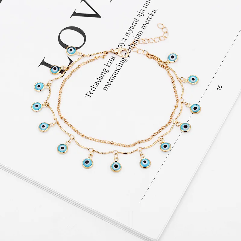  2021 Cute Gold Plated Anklets Women Evil Eyes Boho Foot Chain