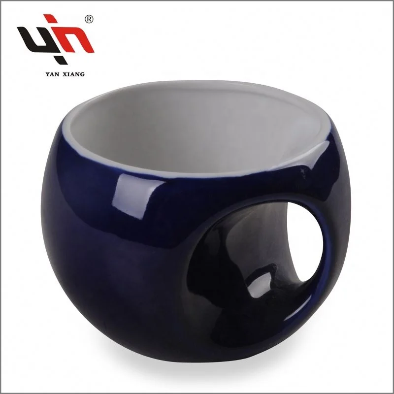 Modern Style Color Glazed Stoneware Mug Blue Ceramic Flower Mug With Spoon For Everyday Use Top Sale Yanxiang Ceramic