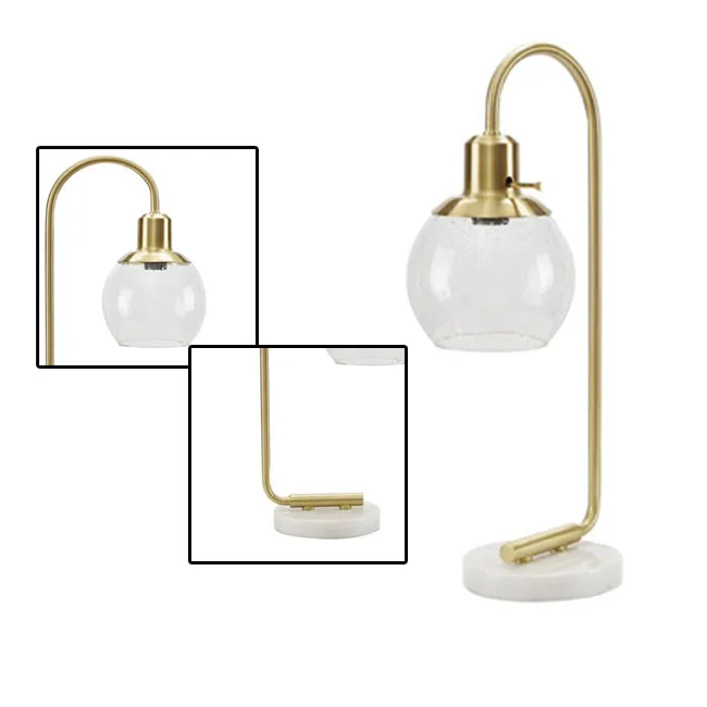 Marble Base And Brass Adjustable With Light Bulb Table Lamp