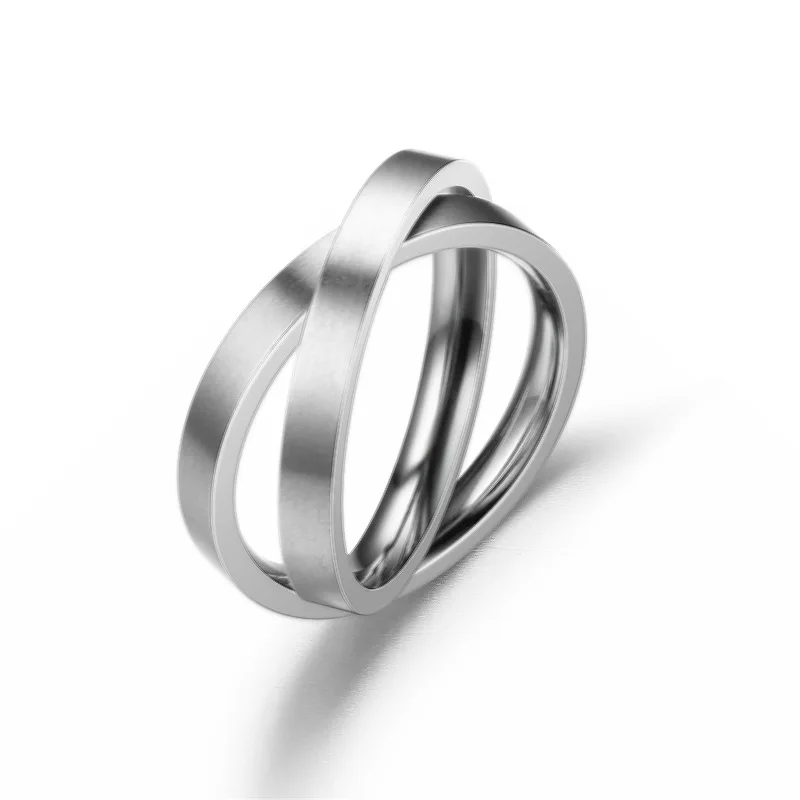 fashion stress reliever double finger mens titanium rings