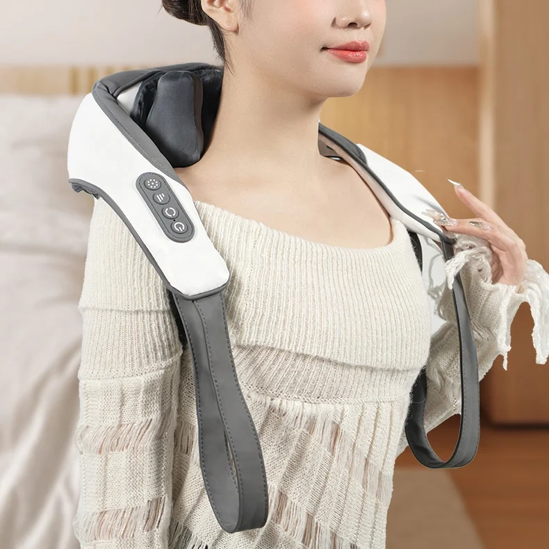 Hot Sale Wholesale Wireless 8d Smart Trapezius Deep Kneading Shiatsu Heating Therapy Neck & Shoulder Massager