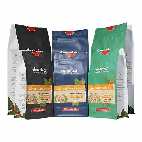 Factory Supply Custom 1/4 Pb 1/2 Pb 1 Pb printed Food Grade Coffee Bag Flat Bottom Pouch with Valve