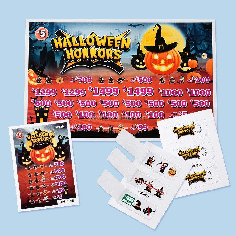 Manufacture Custom Print Pull Tabs Lottery Tickets Printing One Window Tear Off Open Halloween theme Tickets