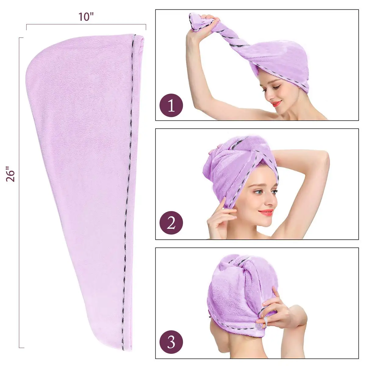 Custom microfiber hair wrap towel drying bath spa head microfiber women towels hair drying