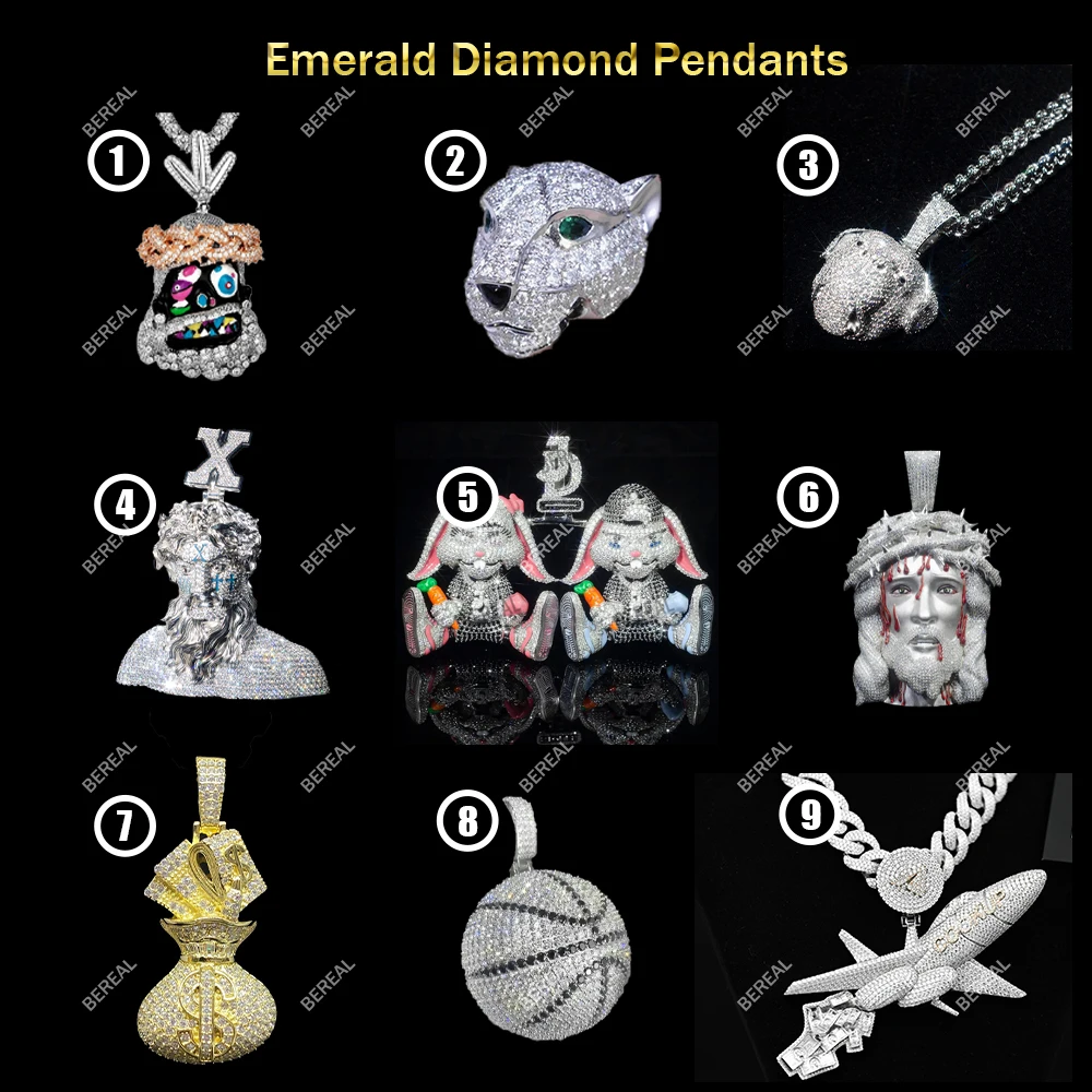 Пользовательские Vvs со льдом Pass Diamond тестер Муассанит острые зубы змея Монстр хип-хоп 925 серебро 3D кулон рэпер звезда для мужчин