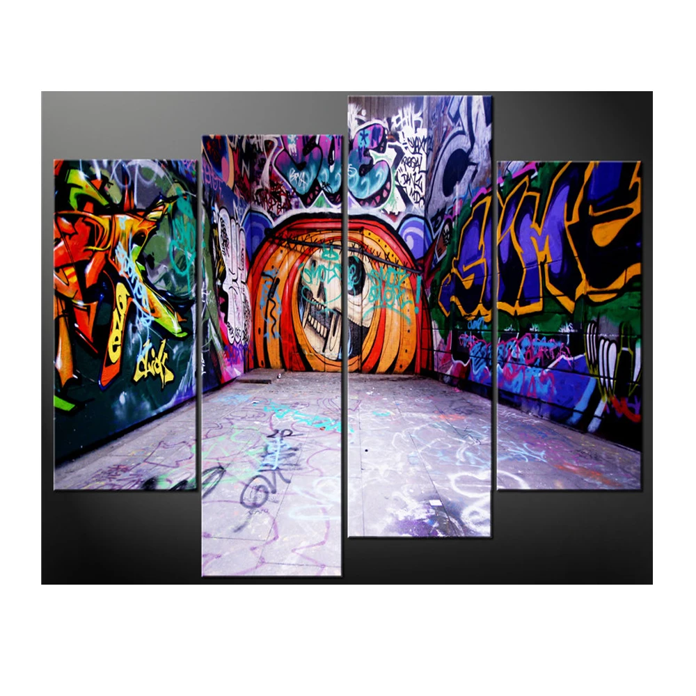 Dropshipping 4 panels art prints on canvas graffiti wall painting