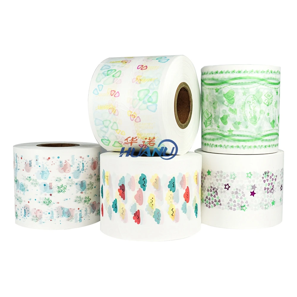 Printed Polyethylene Film Emboss Breathable Plastic Film Multilayer Comfortable Film Baby Diaper Sanitary Pad Materials