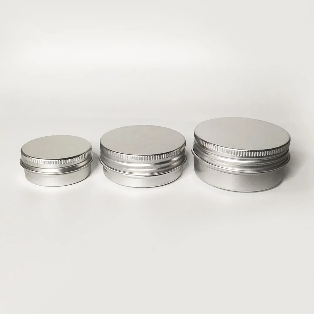 Large Stock Portable Silver Round With Lids Recyclable Cosmetic Food Grade Packaging Tin Jar Metal Aluminum Can