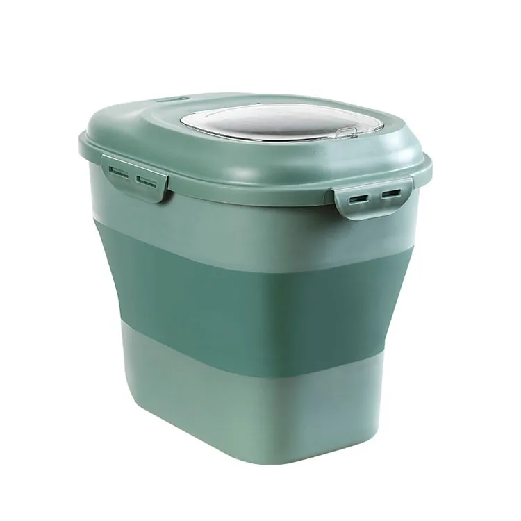 Foldable Rice Storage Container Large Pet Food Storage Container with Measuring Cup Airtight Collapsible Dry Food