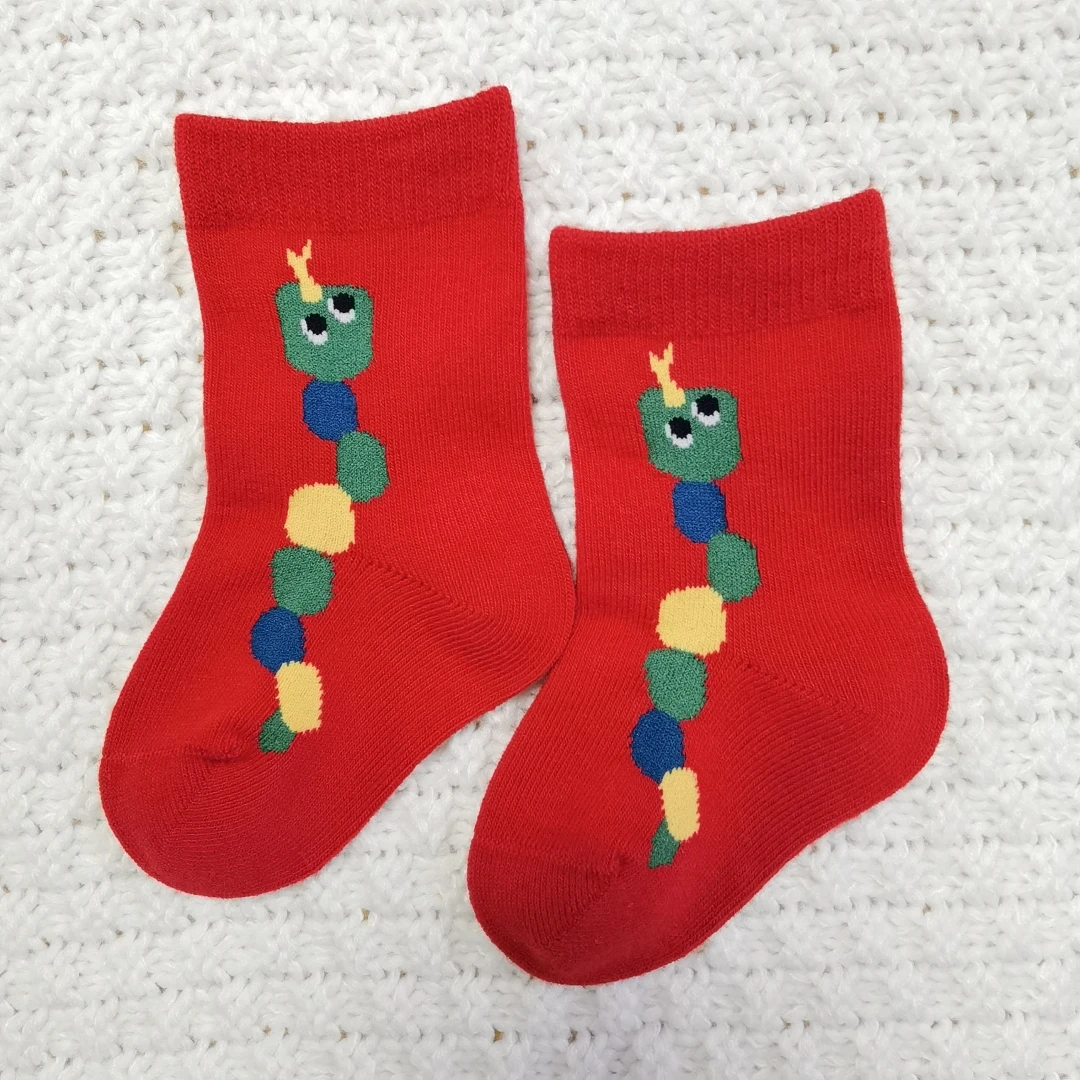 Рождественские носки с красным бантом Детские хлопковые для девочек