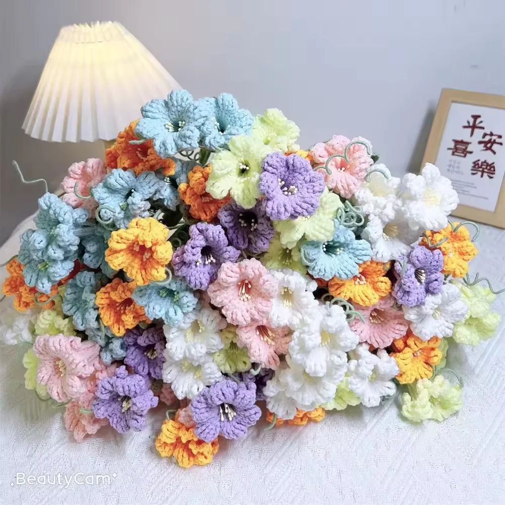 INS New Hand-woven Daffodil Artificial Eternal Flower Craft Crochet 3d Flower For Festival Gift Wedding Holiday Home Decoration