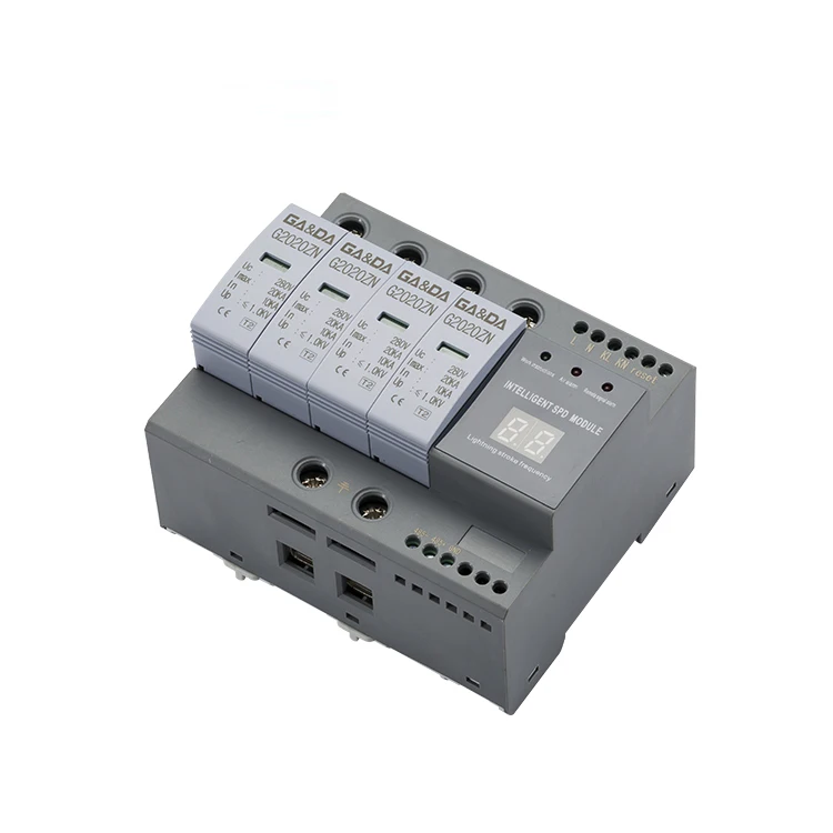 ZN series 4P 20ka din rail intelligent smart digital SPD surge protector with ce certificate