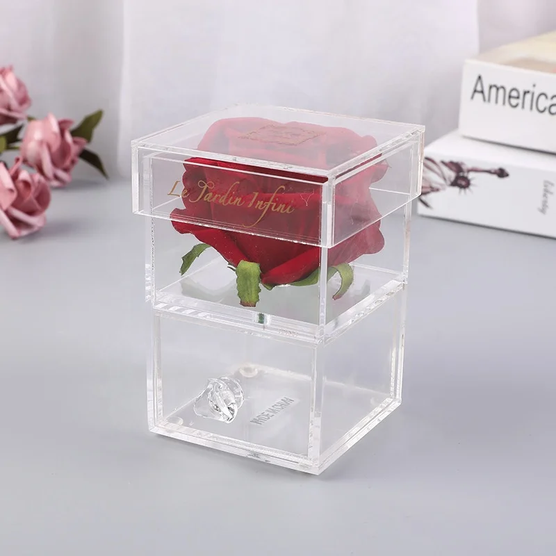 Wholesales Acrylic Rose Flower Box /Flower Shipping Boxes/Clear Plastic Single Rose Acrylic Box For Preserved Roses Flower