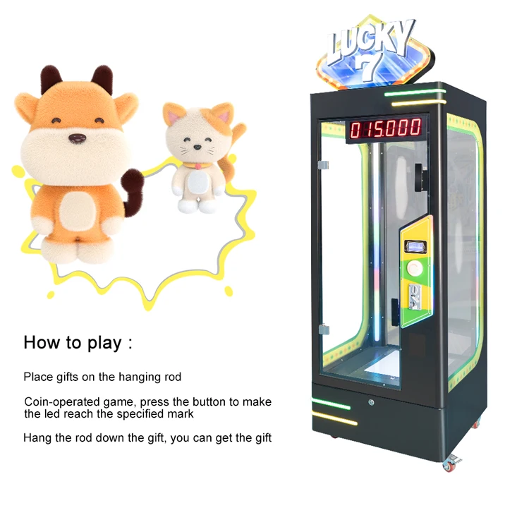 Customized Lucky 7 Arcade Coin Operated Games Scissors Cut Prize Gift Machine Gift Vending Game Machine