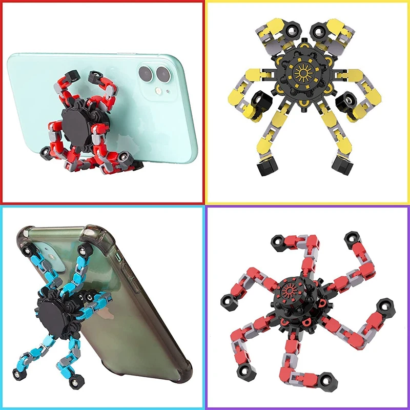 Amazon Top Seller Stress Relief Finger Fingertip Toys with Transformable Chain Mechanical Top Gyro Sensory Fidget Spinner Toy