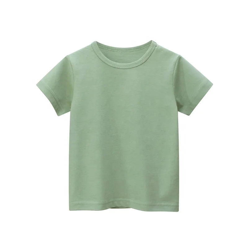 2022 Natural Cotton Plain Color t-shirt for Kids Summer Baby shirt NO Tag Toddlers Blank Tee Shirts Bulk