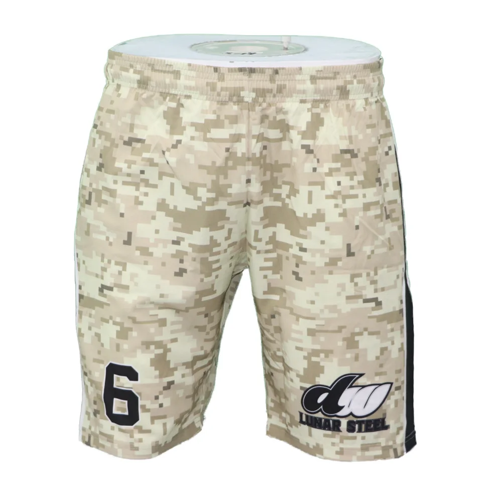 2022 latest design custom sublimated high quality desert camo pattern print five pockets microfiber softball shorts