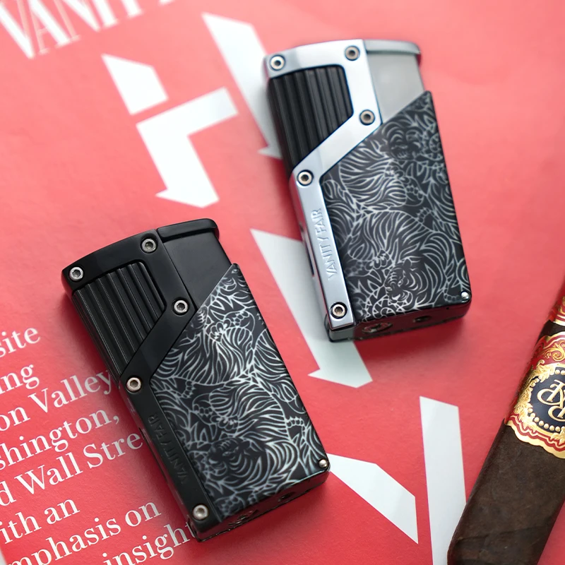 Butane Refillable Gas Lighter Cigar Accessories Luxury Four Flames Jet Torch Cigar Lighter With Gift Box