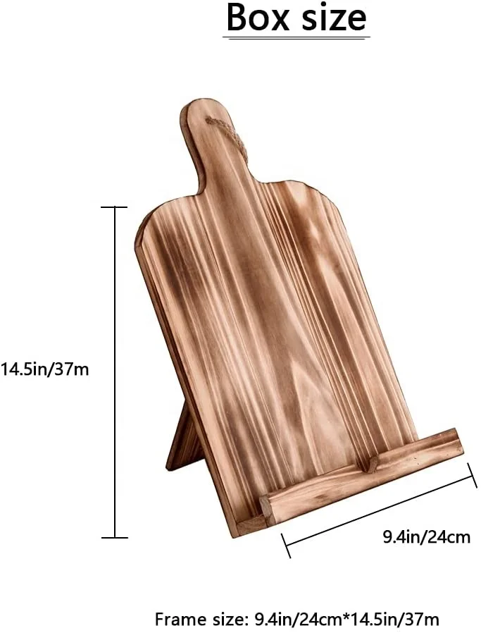 BalterFF Wooden Cookbook Stand Bracket Chopping Board Type Wood Food Menu Recipe Book Holder Cooking Book Recipe Binder Tablet