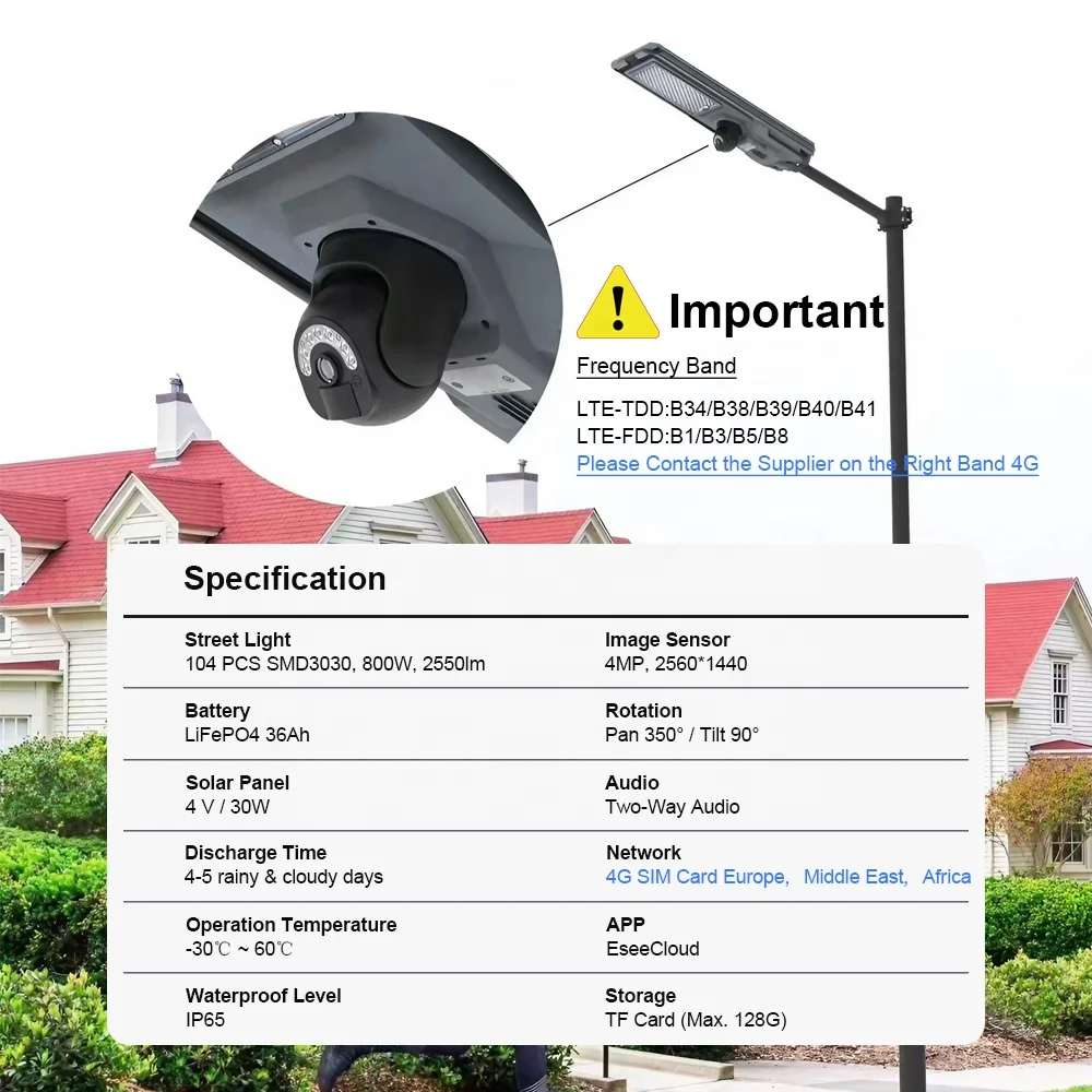 Wire-Free Floodlight Security Camera 4G CCTV 800W LED Lamp outdoor Solar Street Lights with Remote Controller for Home Yard